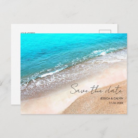 Aangepast sparen de datum Briefkaart Beach bruilof (Voorkant / Achterkant)