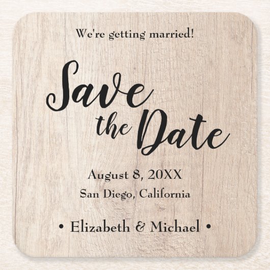Aangepast sparen de datum Gedrukt Hout Kartonnen Onderzetters (Voorkant)