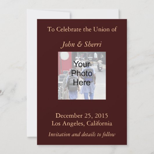 Aangepast sparen de Datumkaarten, online bewerken Save The Date (Achterkant)