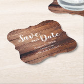 Aangepast sparen onze datum Hout-bruiloft Kartonnen Onderzetters (Gekanteld)