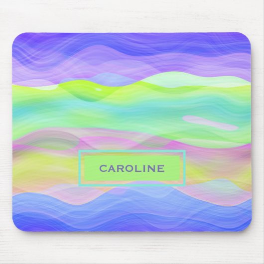 Aangepast spatroon voor Abstracte Retro Cool Waves Muismat (Voorkant)