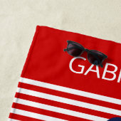 Aangepast spatroon voor helder rood, wit, preppy s strandlaken (In situ)