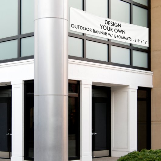 Aangepast, speciaal aangepast 2,5 x 12-inch buiten spandoek (Buitenkant Gebouw)