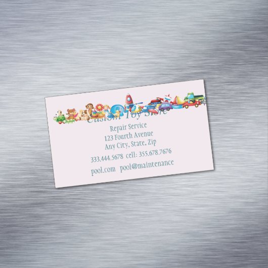 Aangepast Speelgoed Shop Visitekaartje Magnetisch Visitekaartje (Voorbeeld)