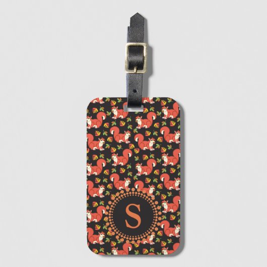 Aangepast spekhoorn- en herfstleeppatroon bagagelabel (Voorkant (verticaal))