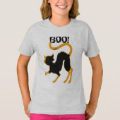 Aangepast spektakel zwarte kat Boo Halloween Shirt (Voorkant)