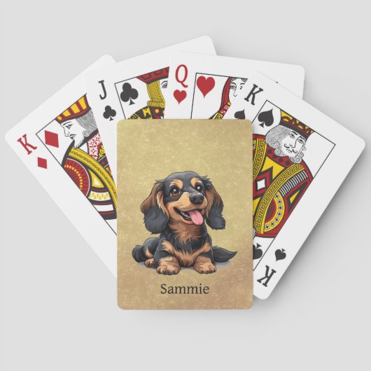 Aangepast spel kaarten met Schattige Dachshond Pup (Achterkant)