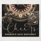 Aangepast spelletjesavondfeest 'Black Gold' Sparkling Wijnetiket (Enkel label)