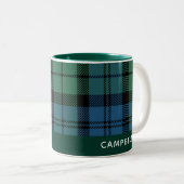 Aangepast spelplan Campbell Rustic Tartan Tweekleurige Koffiemok (Voorkant rechts)