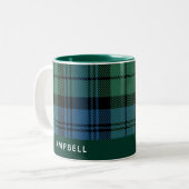 Aangepast spelplan Campbell Rustic Tartan Tweekleurige Koffiemok (Voorkant links)