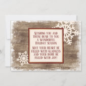 Aangepast spinvlokken en houten planken voor hout feestdagenkaart (Achterkant)