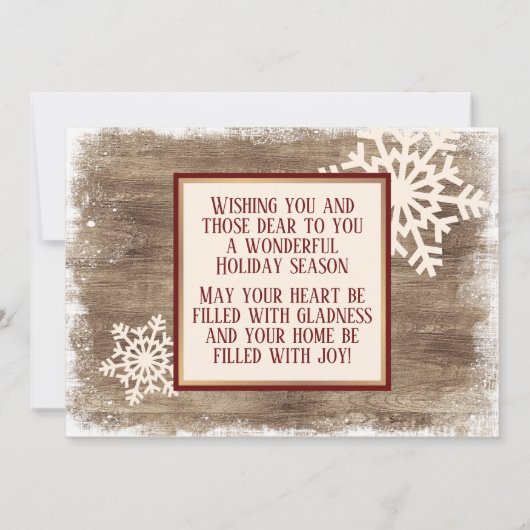 Aangepast spinvlokken en houten planken voor hout feestdagenkaart (Achterkant)