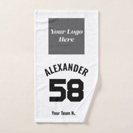 Aangepast sportteamlogo, team- en spelernaam handdoek