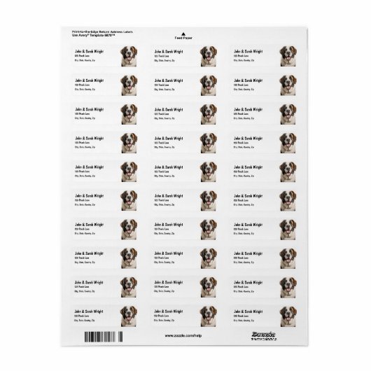 Aangepast St Bernard Dog Adreslabel Etiket (Full Sheet)