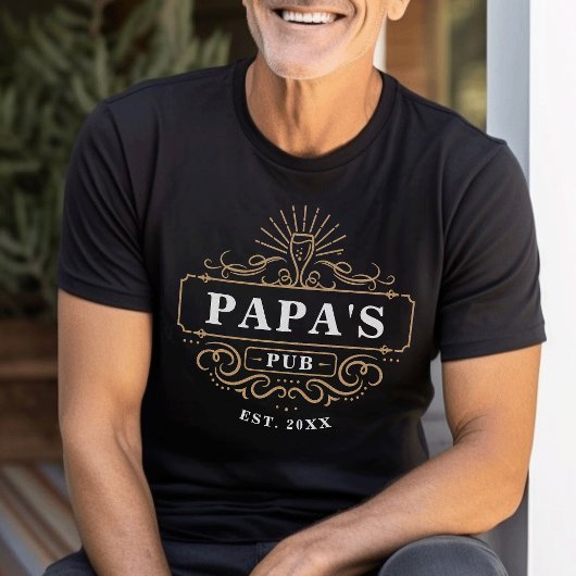 Aangepast startjaar voor Pub Home Bar voor Papa T-shirt