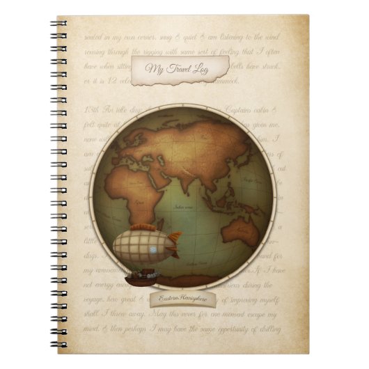 Aangepast Steampunk Map Journal-reislogboek Notitieboek (Voorkant)