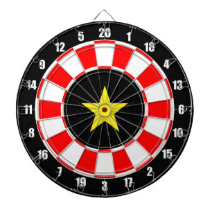 Aangepast sterbeeld op zwart, rood en wit dartbord