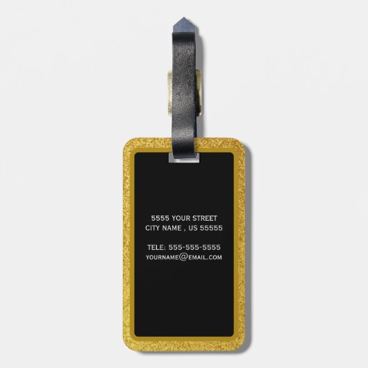 Aangepast stijlvol goudpenseel bagagelabel (Achterkant verticaal)