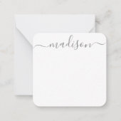 Aangepast Stijlvol Grijs Typografie Naam Script Notitiekaartje (Voorkant)