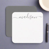 Aangepast Stijlvol Grijs Typografie Naam Script Notitiekaartje