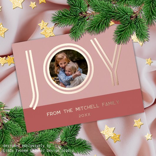 Aangepast, stijlvol, lichtroze, minimalistisch Roo Folie Feestdagen Briefkaart