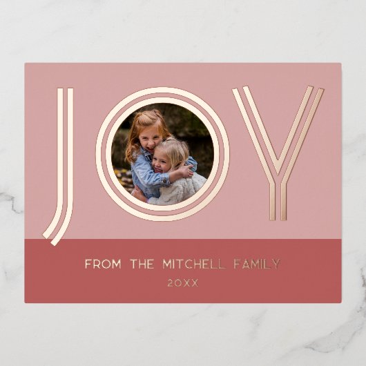 Aangepast, stijlvol, lichtroze, minimalistisch Roo Folie Feestdagen Briefkaart (Voorkant)