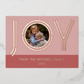 Aangepast, stijlvol, lichtroze, minimalistisch Roo Folie Feestdagenkaart (Voorkant)