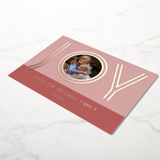 Aangepast, stijlvol, lichtroze, minimalistisch Roo Folie Feestdagenkaart (Gedraaid)