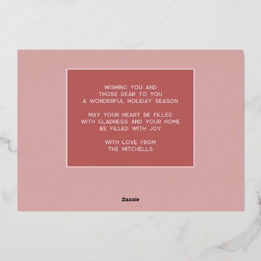 Aangepast, stijlvol, lichtroze, minimalistisch Roo Folie Feestdagenkaart (Achterkant)