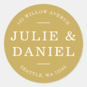 Aangepast, stijlvol, modern, paar retouradres ronde sticker (Voorkant)