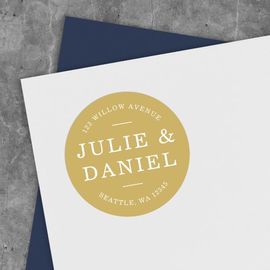 Aangepast, stijlvol, modern, paar retouradres ronde sticker