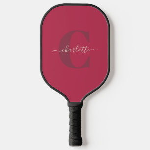 Aangepast stijlvol monogrammed naam Magenta Red Pickleball Paddle