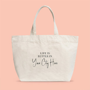 Aangepast stijlvol script in de stad Modern is bet Grote Tote Bag
