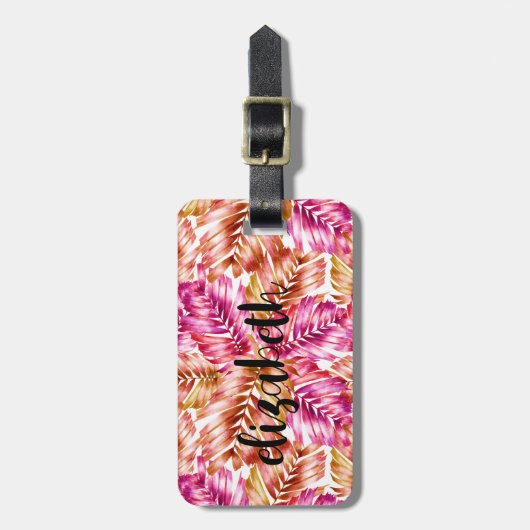 Aangepast stijlvol tropisch palm bagagelabel (Voorkant verticaal)