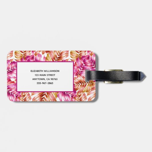 Aangepast stijlvol tropisch palm bagagelabel (Achterkant horizontaal)