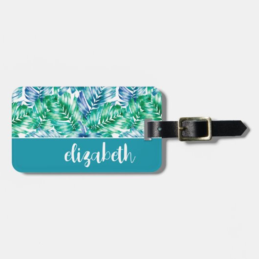 Aangepast stijlvol tropisch palm bagagelabel (Voorkant horizontaal)