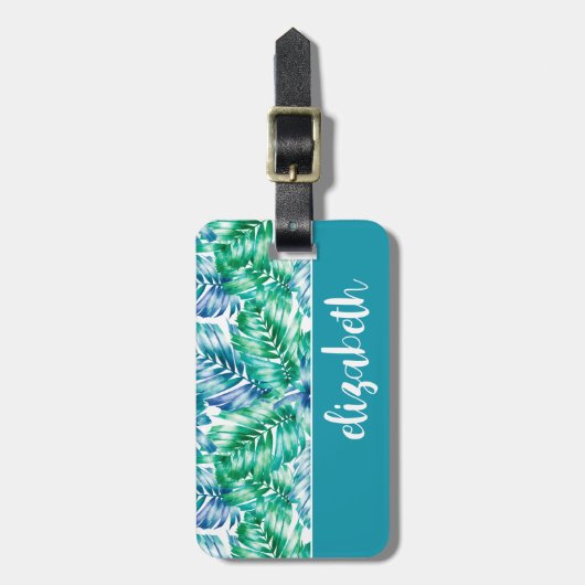 Aangepast stijlvol tropisch palm bagagelabel (Voorkant verticaal)