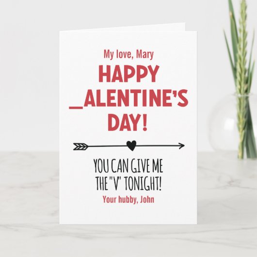 Aangepast Stout Geef me de 'V' vanavond Pijl Grapp Kaart (Voorkant)