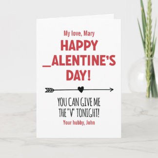 Aangepast Stout Geef me de 'V' vanavond Pijl Grapp Kaart