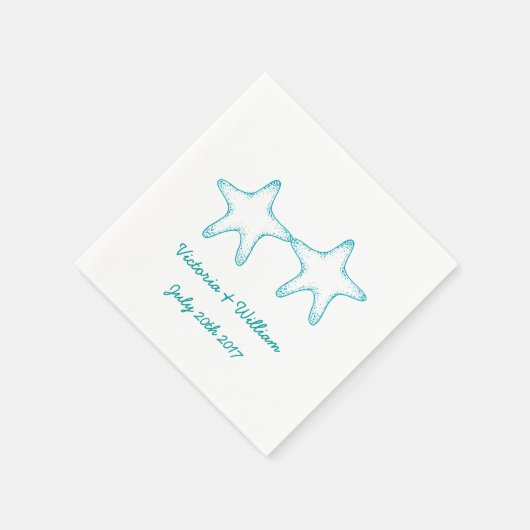 Aangepast strand Starfish bruiloft servetten (Hoek)