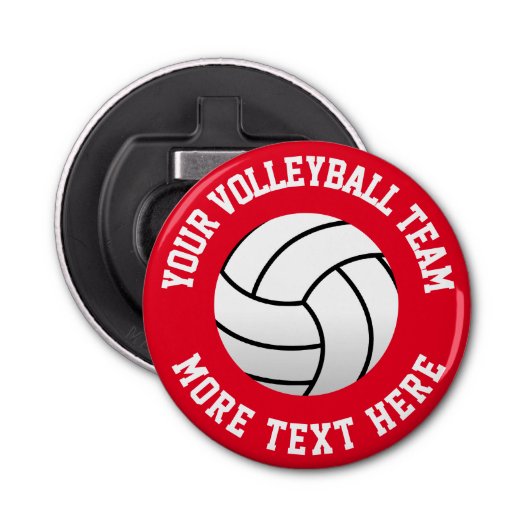 Aangepast strand volleybalsport rond magnetisch button flesopener (Voorkant)