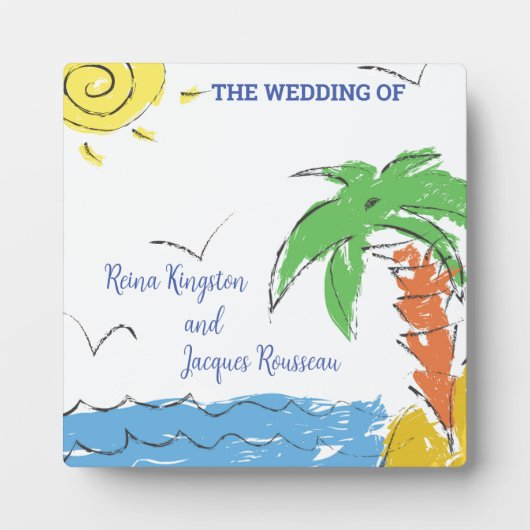 Aangepast strand voor schatten met palm fotoplaat (Voorkant)