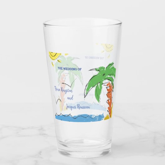 Aangepast strand voor schatten met palmboom glas (Voorkant)