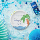 Aangepast strand voor schatten met palmboom papieren bordje (Feest)