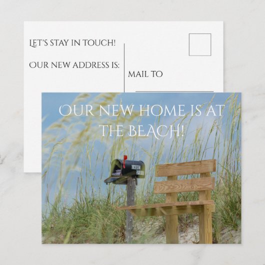 Aangepast strand We hebben een wijziging van adres Briefkaart (Voorkant / Achterkant)