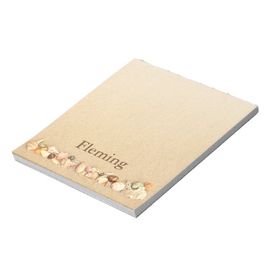 Aangepast strand zand met Seashells Notitieblok (Linkerzijde)