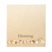 Aangepast strand zand met Seashells Notitieblok (Voorkant)