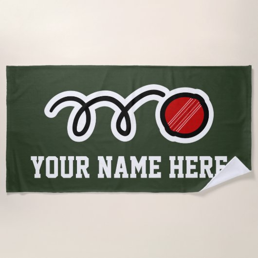 Aangepast stranddoekcadeau voor cricketspeler strandlaken (Voorkant)