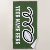 Aangepast strandtapesportcadeau voor rugbyspeler strandlaken (Voorkant)