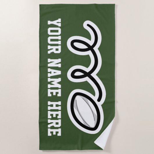 Aangepast strandtapesportcadeau voor rugbyspeler strandlaken (Voorkant)